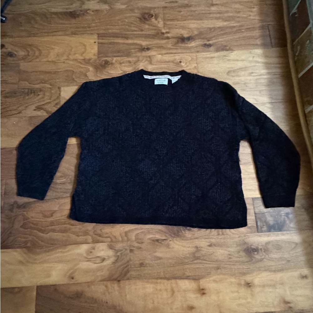 Women’s Weatherproof Black Cable-Knit Crewneck Sweater